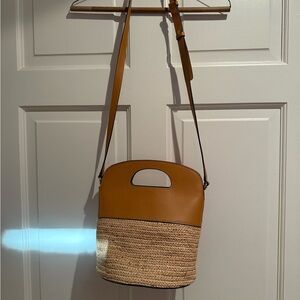 Tan and Brown Woven Shoulder Bag
